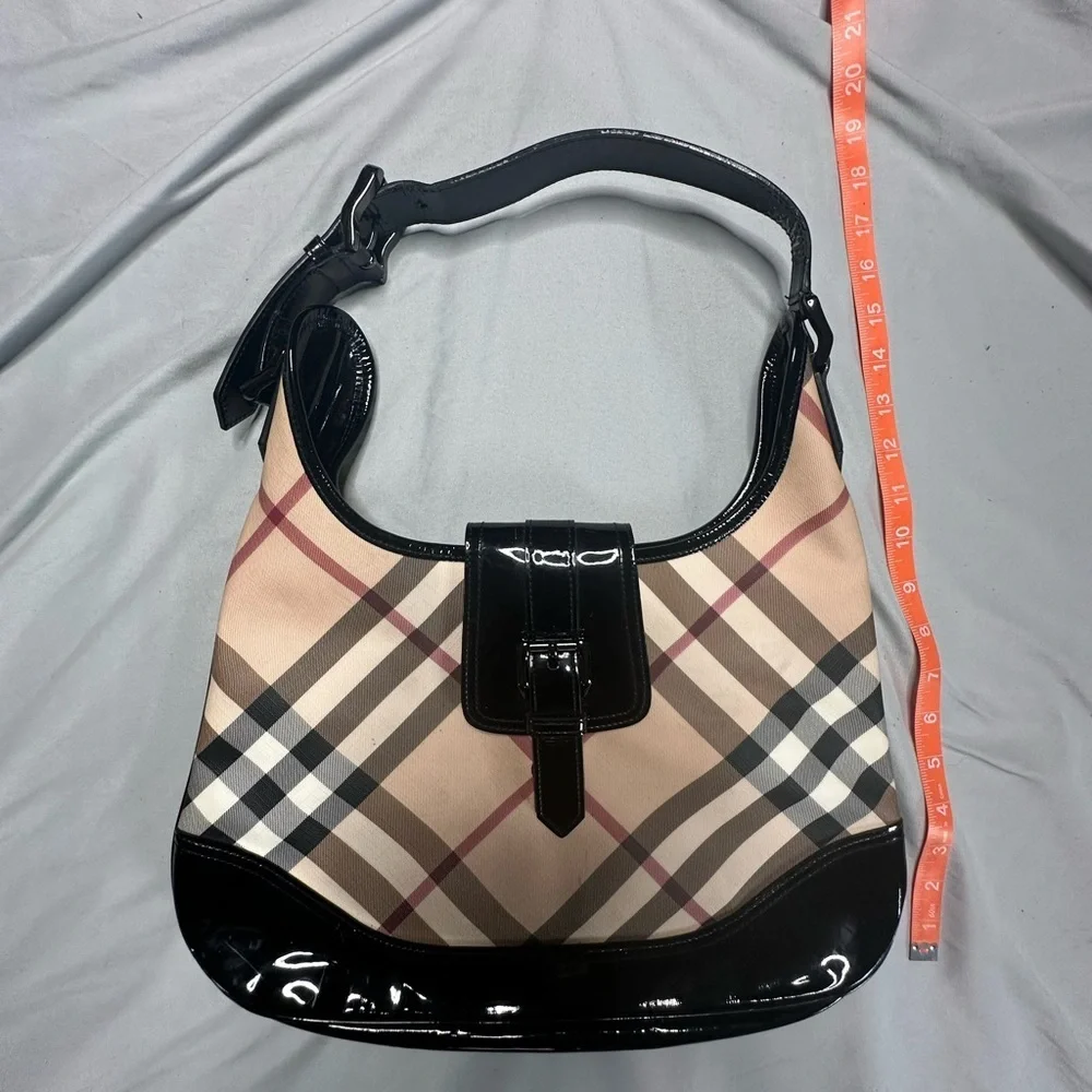 Authentic Burberry Women's Tan and Black Plaid Shoulder Bag - Picture 11 of 11